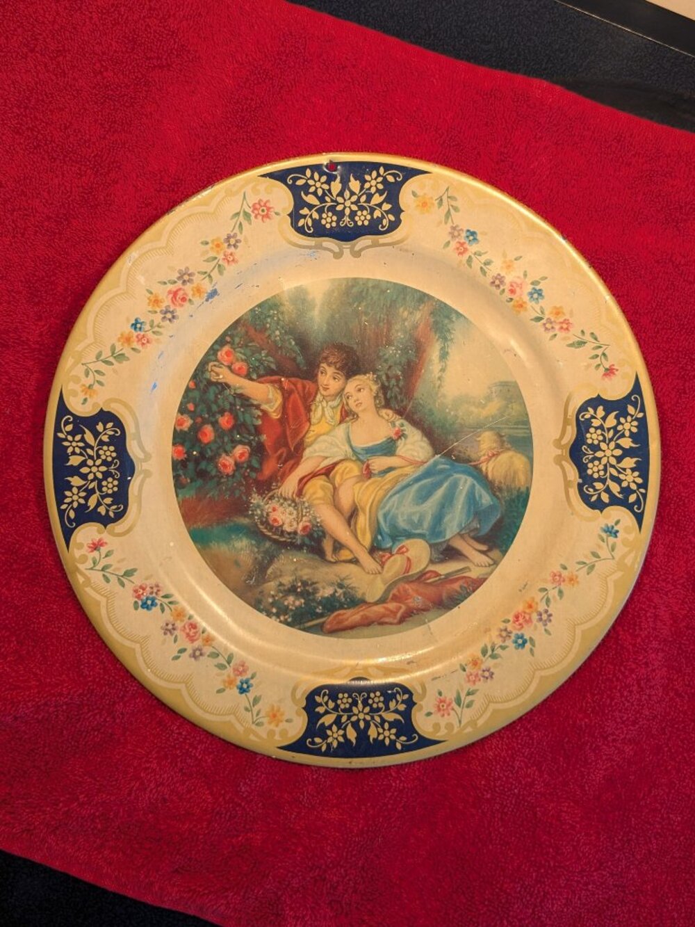 Baret Ware Tin Plate Titled "The Idyll" Decorative 1950s Display Plate
